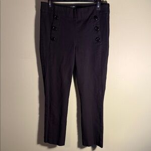 LOFT Black Side-Button Detail Pants 6